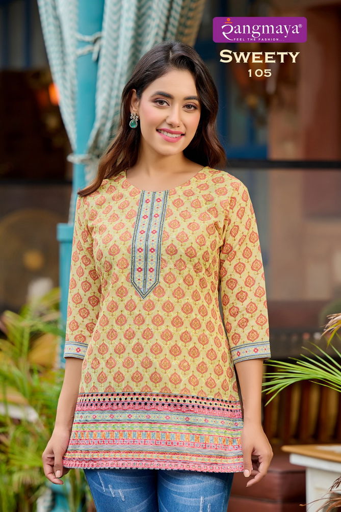 Sweety By Rangmaya Printed Ladies Short Top Wholesale Market In Surat
